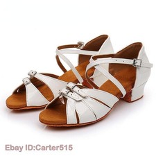 Women's Girl Latin Dance Shoes Tango Ballroom Low Heel Soft Sole Dancing Shoes