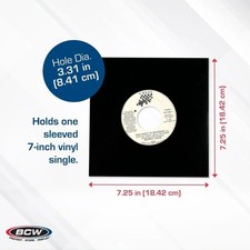 BCW Black 7 Inch Record Paper Jacket With Hole 45 RPM Vinyl Single Pack of 10