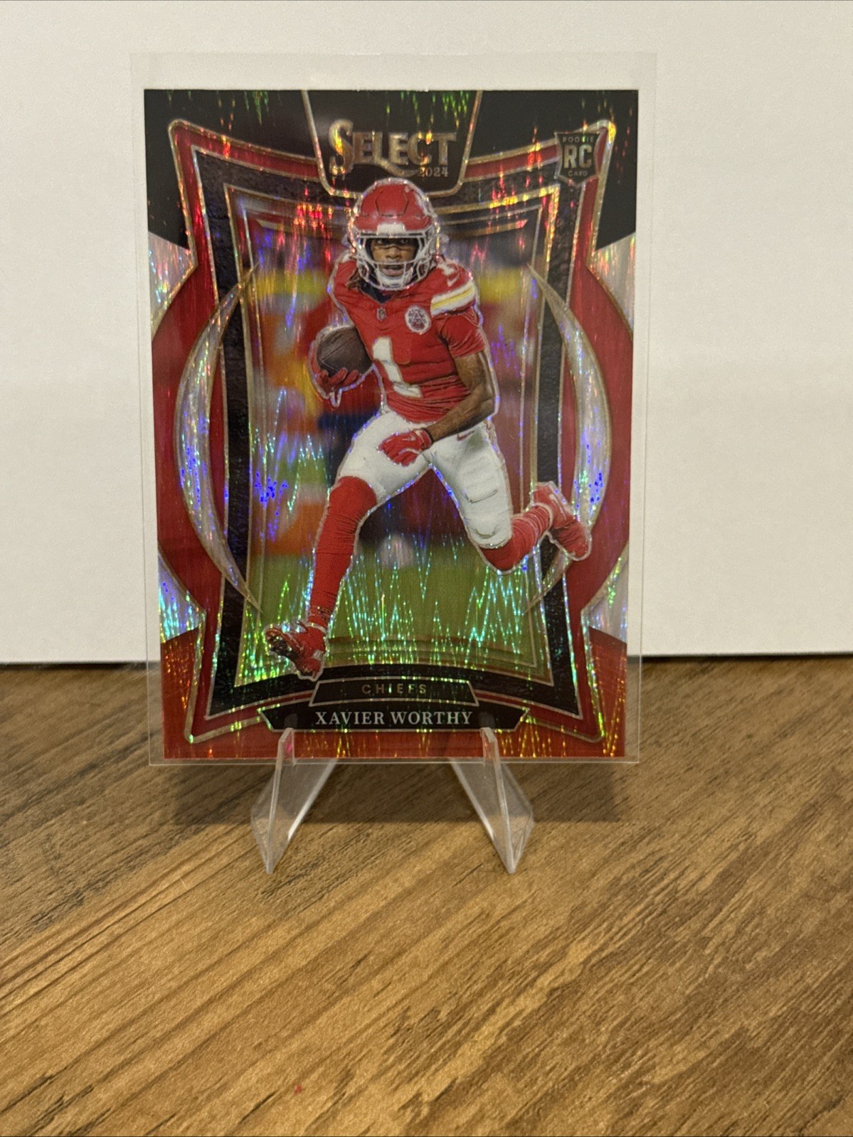2024 Panini Select - Concourse Xavier Worthy #32 Black & Red Shock Prizm (RC)