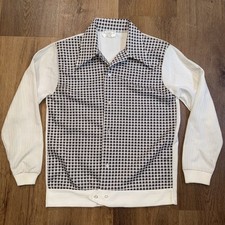 Vintage 60s Knit Shirt Polyester Rockabilly Rat Pack MCM Disco 1960s Mens Medium