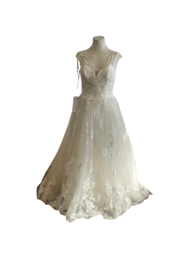 Blue by Enzoani Jadis Brautkleid Gr. UK 12 A-Linie Spitze Flügelärmel Charity