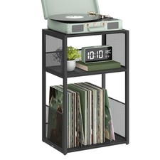Record Player Stand, 3-Tier Side Table, Vinyl Record Storage up to 100 Albums...