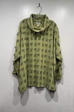 Vintage Design Todays Green Fringe Top Women’s Size Large Lagenlook Oversized