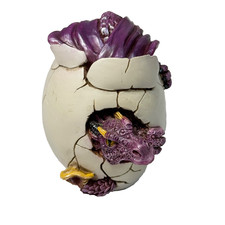 Vintage WUI Purple Dragon Hatching From Egg Figurine Fantasy Mythical Dated 1998