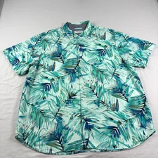 Tommy Bahama Shirt Mens 2XL Green Floral Veracruz Cay Hawaiian Viscose Camp