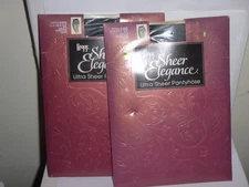 (2 pair) Leggs Sheer Elegance Control Top Pantyhose - Sheer Toe - Size D - Onyx