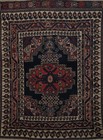 Antique Vegetable Dye Navy Blue Foyer Rug 3x4 Wool Hand-knotted Tribal Carpet