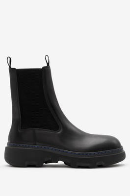 Authentic NEW BURBERRY Women's Black CREEPER Leather Chelsea Boots 9 US 39 EU