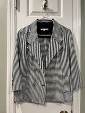 CAbi Navy nautical Double Breasted Golden Button Jacket size S bin7
