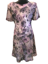 Vintage 90's/00's Sheer Purple Floral A Line Dress 12 Fairy Cottagecore Spring