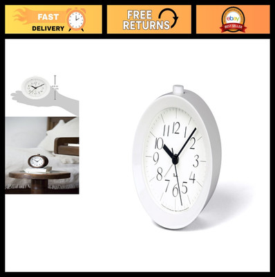 Analog Alarm Clock, White Riki Design, Classic Style, Quiet Movement, Home Decor
