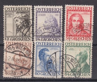 Austria 1934 MI 591 596 CANC VF / CAT VALUE $170