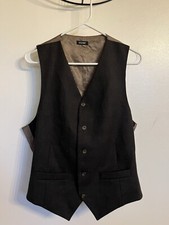 Vintage Brown Plaid Vest Waistcoat 100 Wool Front