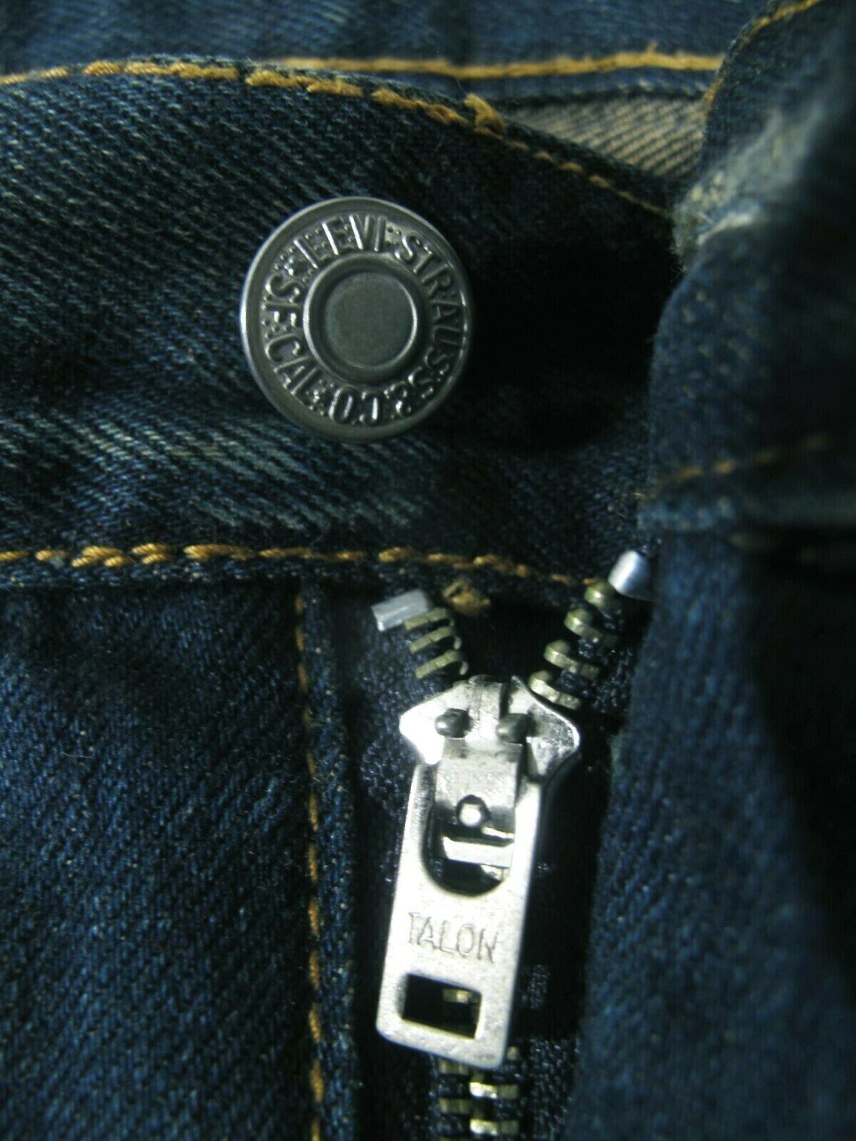 HOT RARE Men's LEVI'S @ FENOM 505 DISCO CRYSTAL SELVEDGE TALON DARK Jeans  34 x31