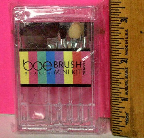 Boe Beauty Australia ~ Mini Cosmetic 5 Piece Face & Eye Brush Kit W Mirror Case - Picture 3 of 3