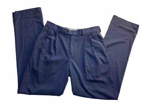 Ralph by Ralph Lauren Anzughose Plissee dunkelblau Größe 32 x 30 lockerer unterer Saum