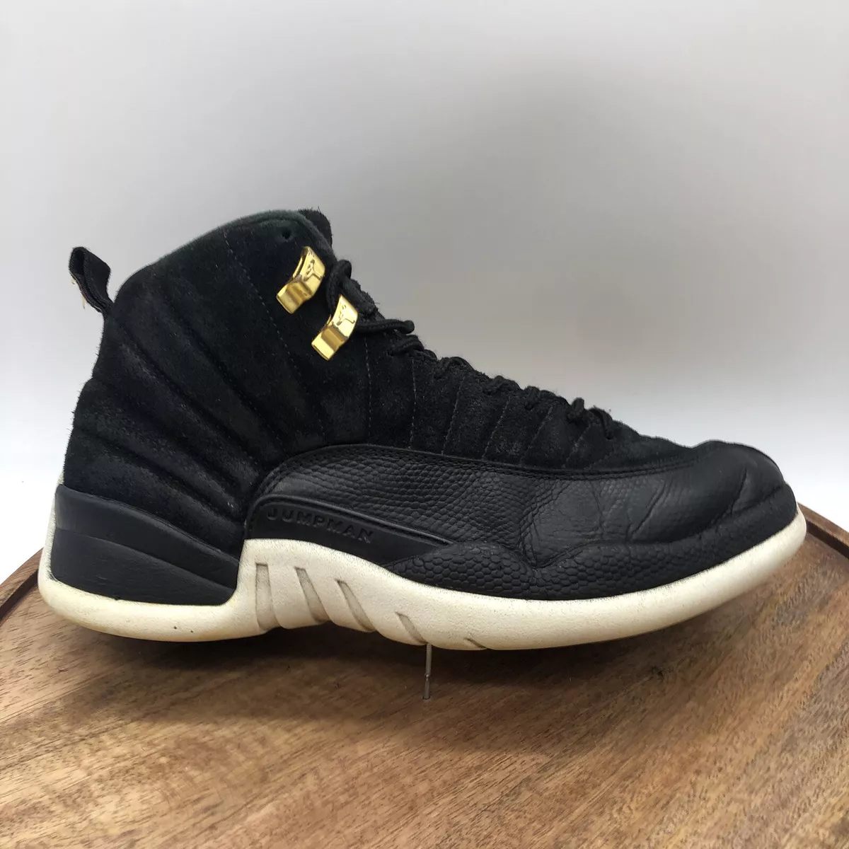 Nike Air Jordan 12 Retro Reverse Taxi XII Size 9 130690 017 Black White Gold
