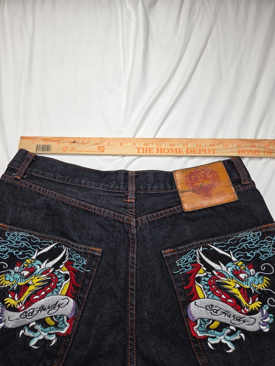 エドハーディー バック クリスチャンオードジェー y2k Y2K Ed Hardy x Christian Audigier Dragon Denim 2007 Baggy