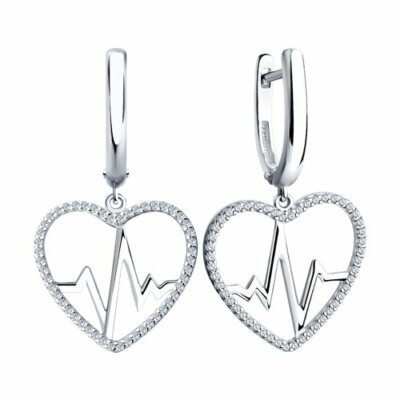 Damen 925 Sterling Silber Ohrhänger Ohrringe Zirkonia Rhodiniert Sokolov 03254