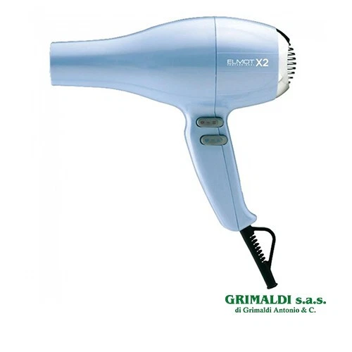 X2 ELMOT PROFESSIONAL PHON ASCIUGACAPELLI CON CONCENTRATORE E DIFFUSORE AZZURRO - Foto 1 di 3