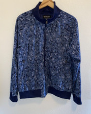 Athleta Brooklyn Bomber Jacket Captivate Chrome Blue Large NWOT