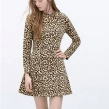 Abito felpa girocollo manica lunga Zara ghepardo animale stampa leopardo S