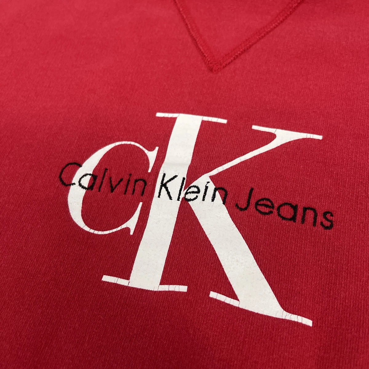Calvin Klein Jeans Vintage Sweatshirt Crewneck Medium Red Made In Canada READ