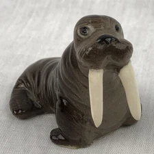 Walrus Sea Lion Figurine Statue Paper Weight Ceramic Mini Miniature Vintage 