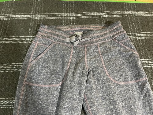Athleta Excursion Tight Joggers Leggings Heathered Gray Pink Trim Womens XS - Picture 3 of 7