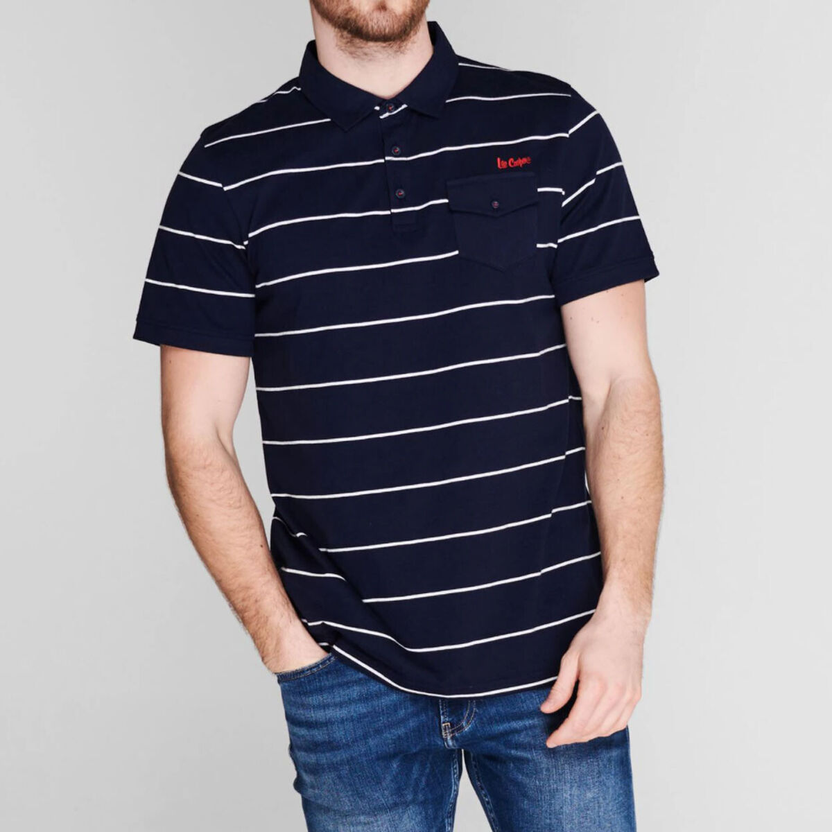 planer æggelederne bøf Lee Cooper Mens Polo Shirt Striped Short Sleeve Collar Casual Tee Tops  Branded | eBay