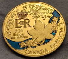 Queen Elizabeth II Gold Coin Royal Family 1 Ounce QE2 90 Years Old Retro Logo UK