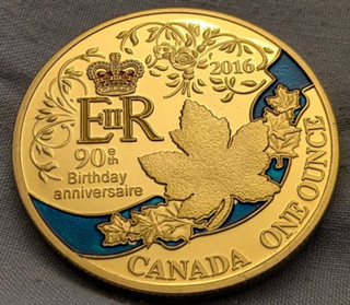 Queen Elizabeth II Gold Coin Royal Family 1 Ounce QE2 90 Years Old Retro Logo UK