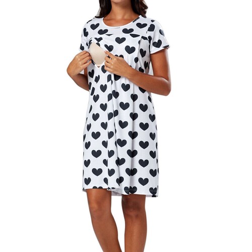 Maternity Womens Nursing Nightdress Breastfeeding Nighty Pyjamas Nightwear PJs - Picture 12 of 18