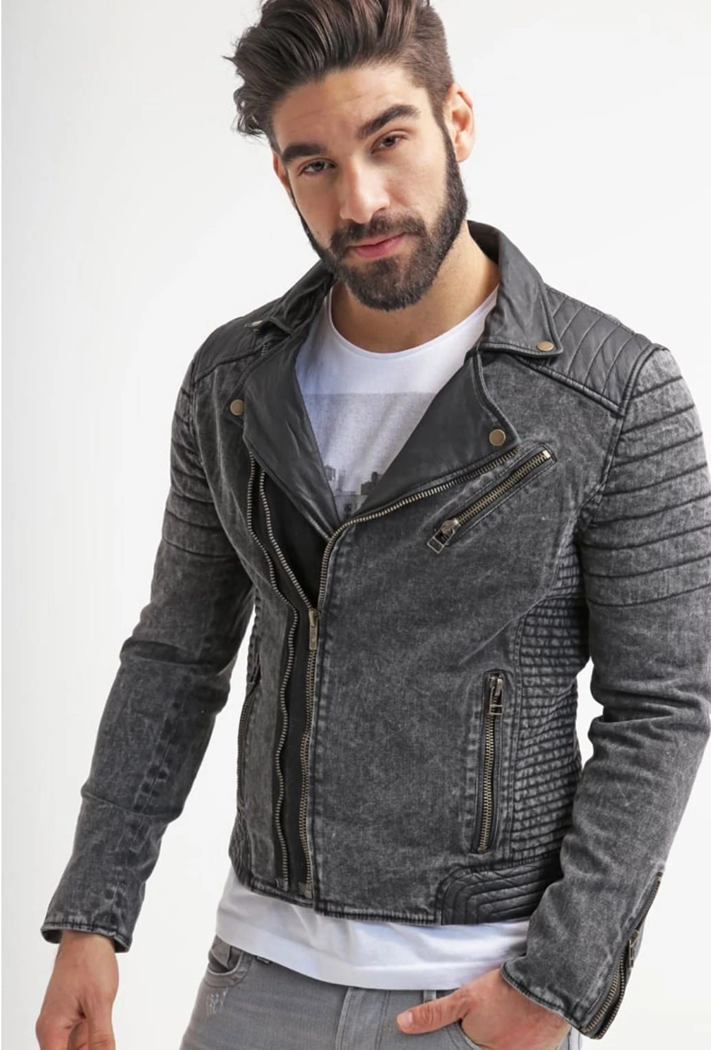 Veste slim motard délavé Goosecraft 2016 classe suprême 3XL mais conviendra au 2XL 