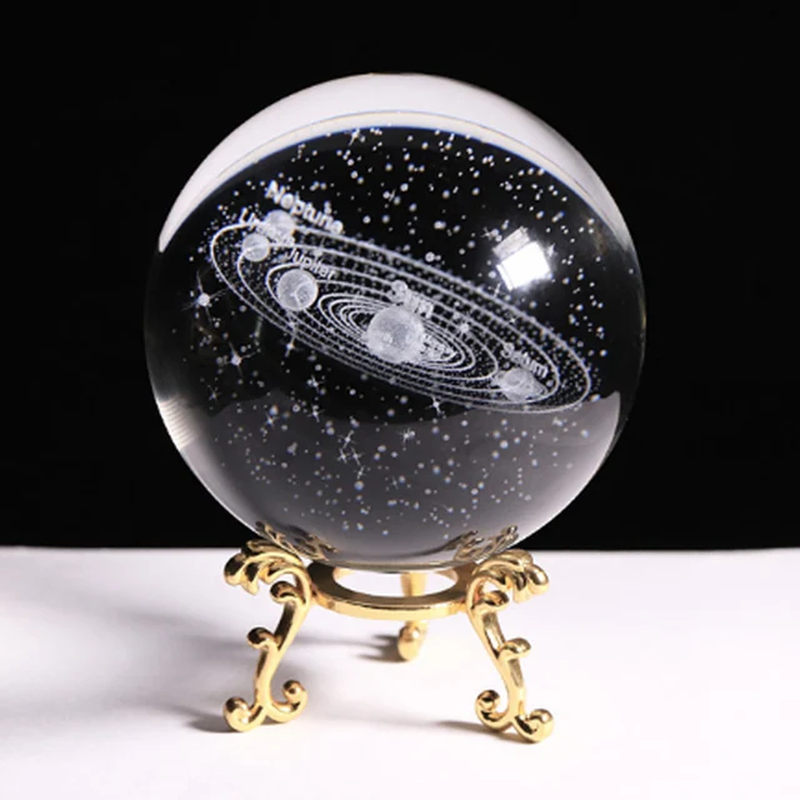 80Mm K9 Crystal Ball Solar System Globe Astronomy Ornaments Gifts 3D