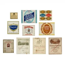 10 Different Old Labels Wine and Beer 1960's