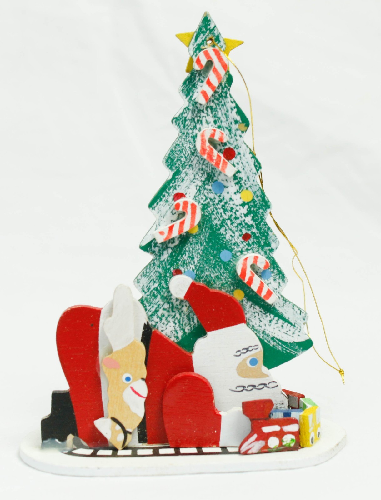 Hand-Painted Wooden Santa Claus Christmas Tree Ornament Decor