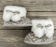 First Steps Size 2 Gray Pink Baby Booties Boots