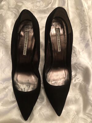 Luciano Barachini Women Black Nubuk Pump, Size 38