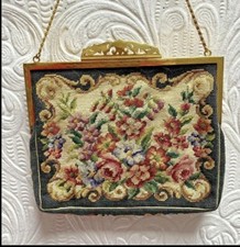 Vintage Petit Point Purse with Finely Etched Frame from Austria
