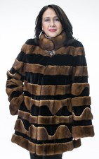 Clearance! Cognac Gold Mink With Brown Sheared Mink Fur 32” Jacket- Size 10