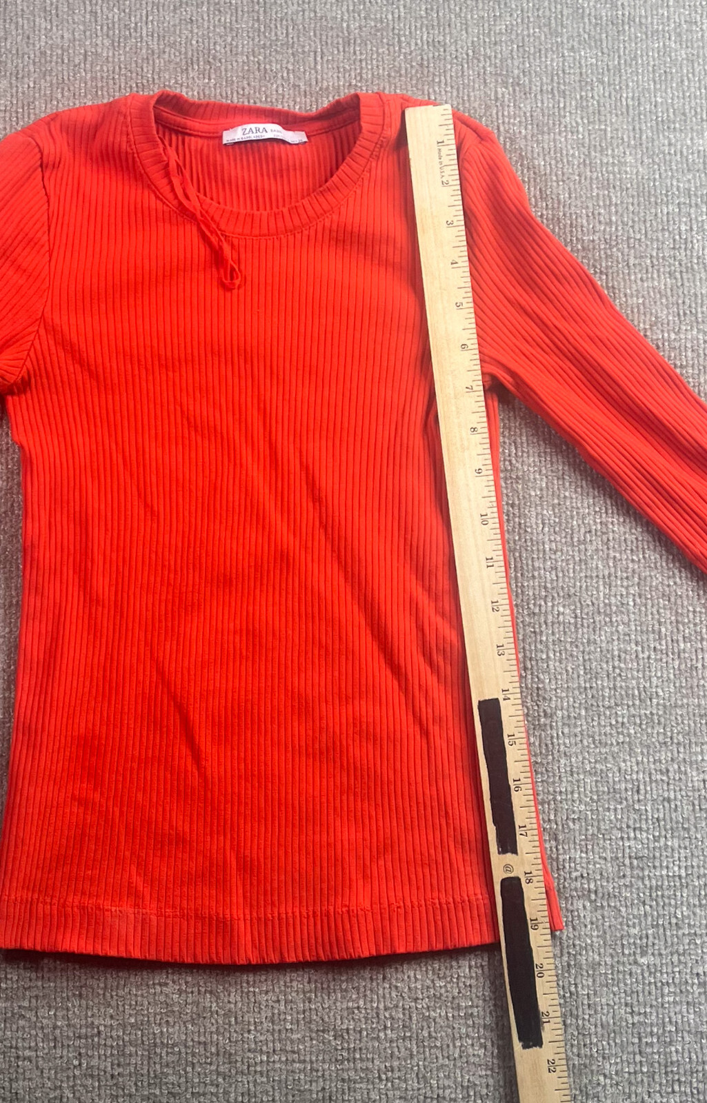 Zara Shirt Womens Small Orange Basic Solid Long S… - image 6