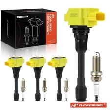 4x Yellow Ignition Coil & 4x DOUBLE IRIDIUM Spark Plug Kits for Nissan Sentra