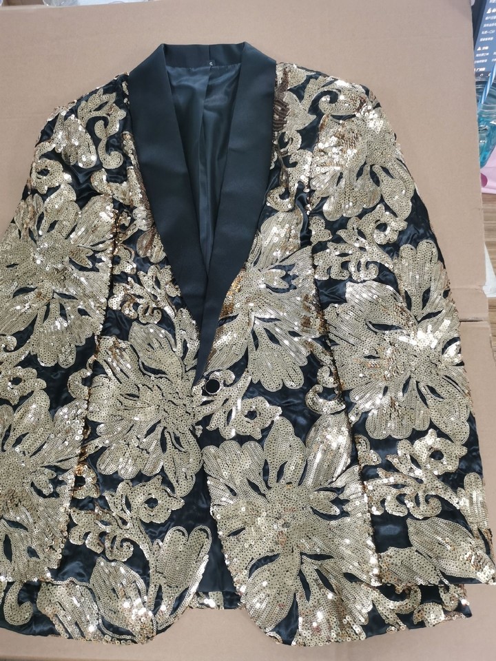 Fashion Jacquard Print Slim Jacket Men's Casual Business Party Wedding Blazer