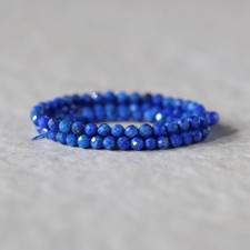 3mm Lapis Lazuli Faceted Beads 15" Selected Light Blue Lapis Gemstone Beads DIY
