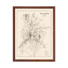 Old Map of Kuala Lumpur 1936 - Vintage Malaysia Art Wall Dec