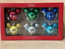 Hallmark 2022 Mickey Mouse Glass Disney Keepsake Ornament Set of 6, New In Box