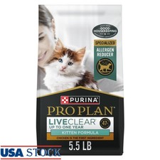 LiveClear Kitten Food Chicken Rice Allergy Reduction Probiotics Dry Kibble 5.5lb 10.07 per pound