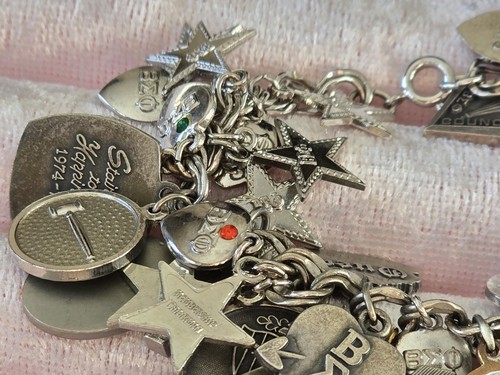 Beta Sigma Phi 40+ CHARMS BRACELET DOUBLE LINKS CHAIN SIGNED STERLING☆7"L☆RARE - Picture 17 of 24