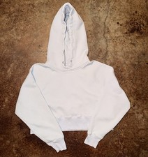 Abercrombie Fitch Blue/White Cropped Soft A F Women s Hoodie Preppy Medium
